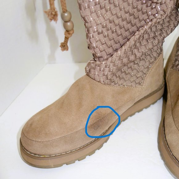 Skechers Genuine Suede Leather Taupe Keepsakes "Lazy bones" Boots Size 8.5 - Picture 6 of 6